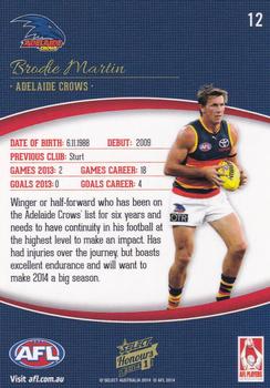 2014 Select AFL Honours Series 1 #12 Brodie Martin Back